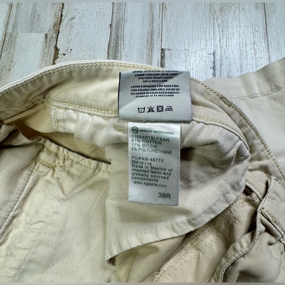 AG Adriano Goldschmied Men's Size 38R Trouser Shorts Cotton Cream - Picture 7 of 10